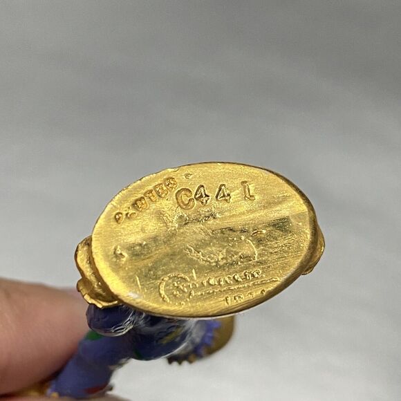 Spoontiques Vintage Pewter Hand-Stand Clown Gold Plated Enamel Swarovski Crystal - Picture 5 of 7